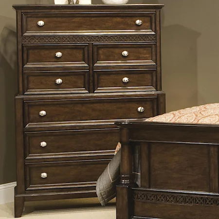 Drawer Chest with 6 Drawers in Dark Warm Cherry Finish